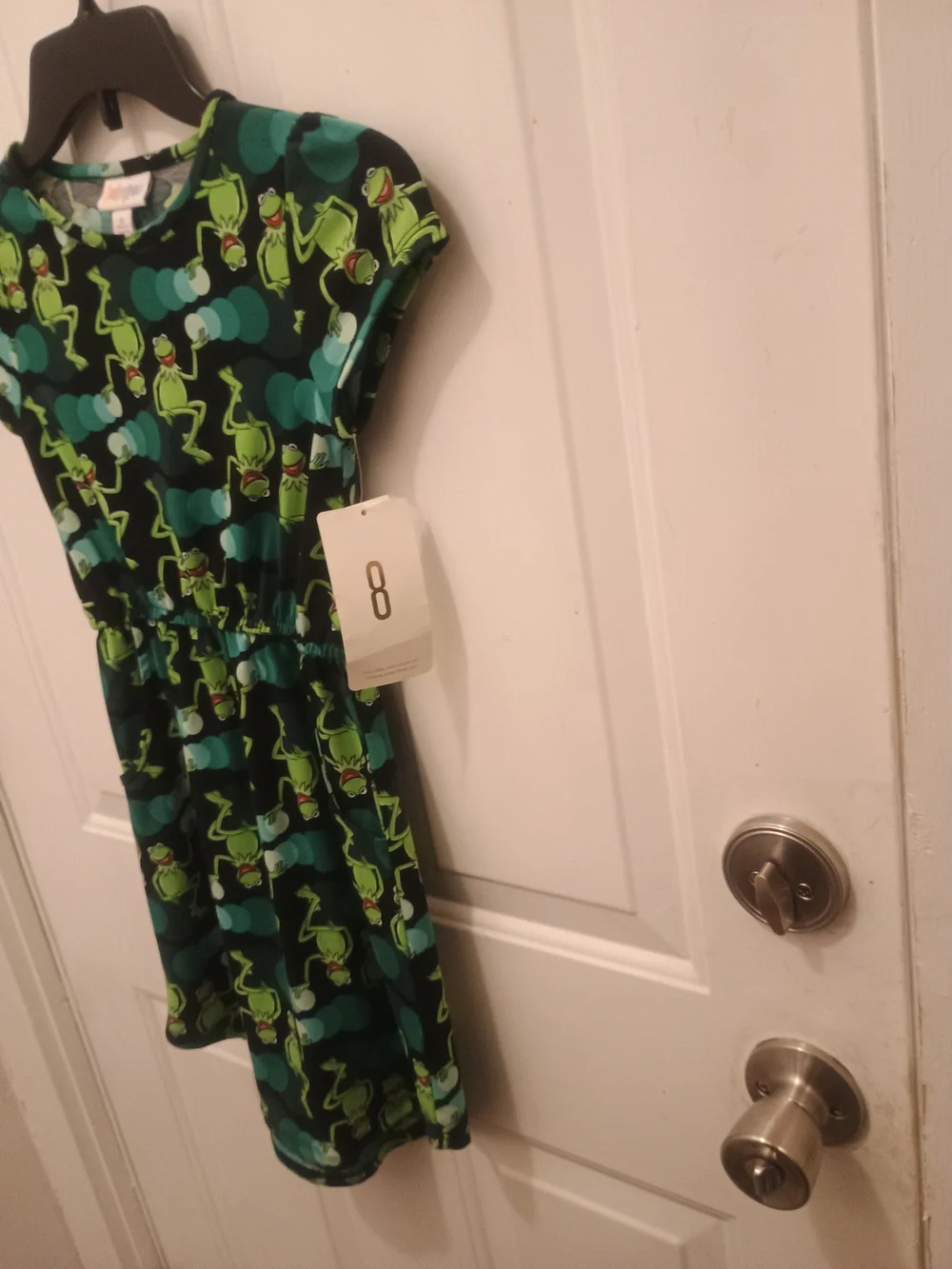 LuLaRoe Disney Mae dress featuring a Kermit the Frog Muppets print Girl Size 8